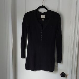 Aerie Black Fitted Long Sleeve Polo Blouse